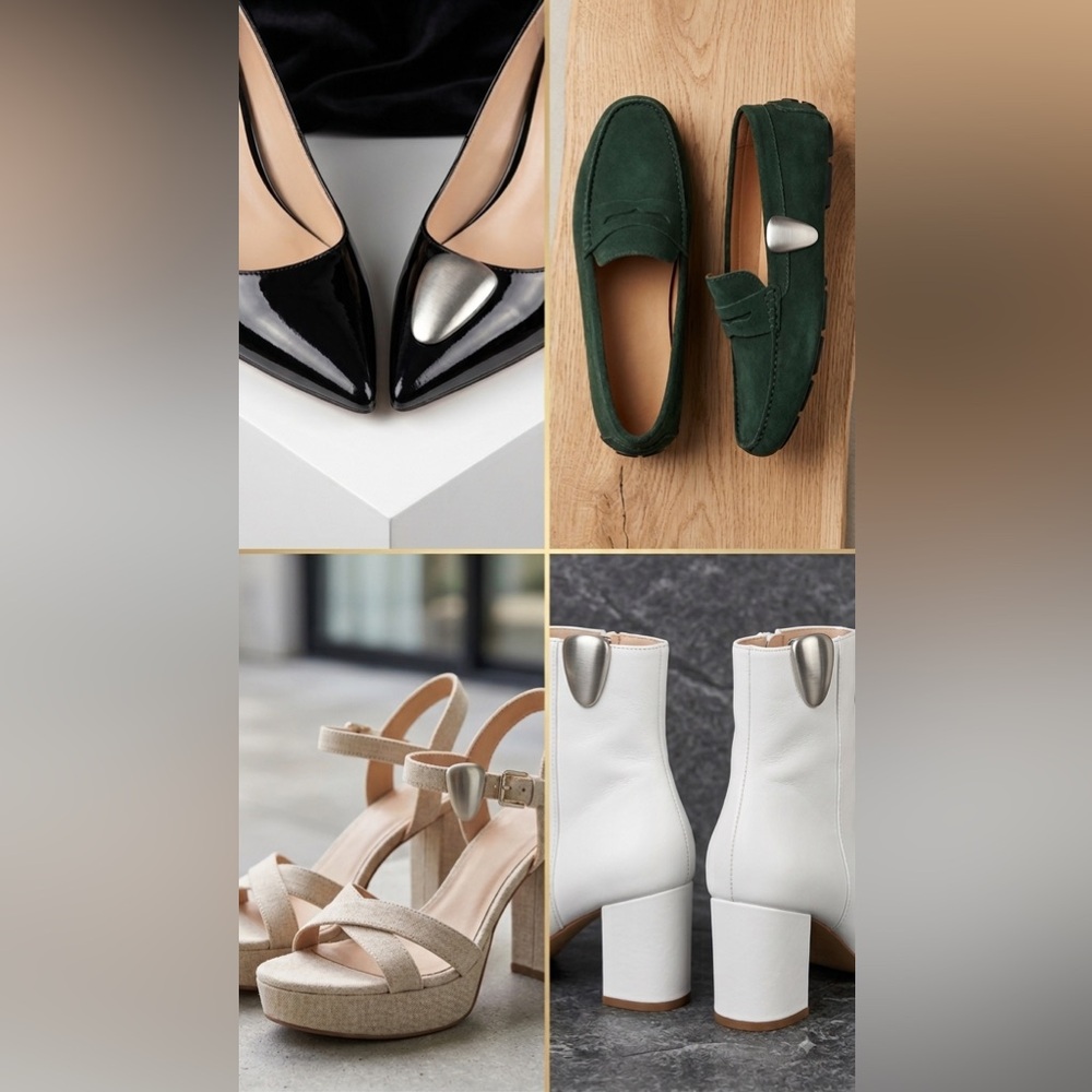 Vintage almond silver shoe clips